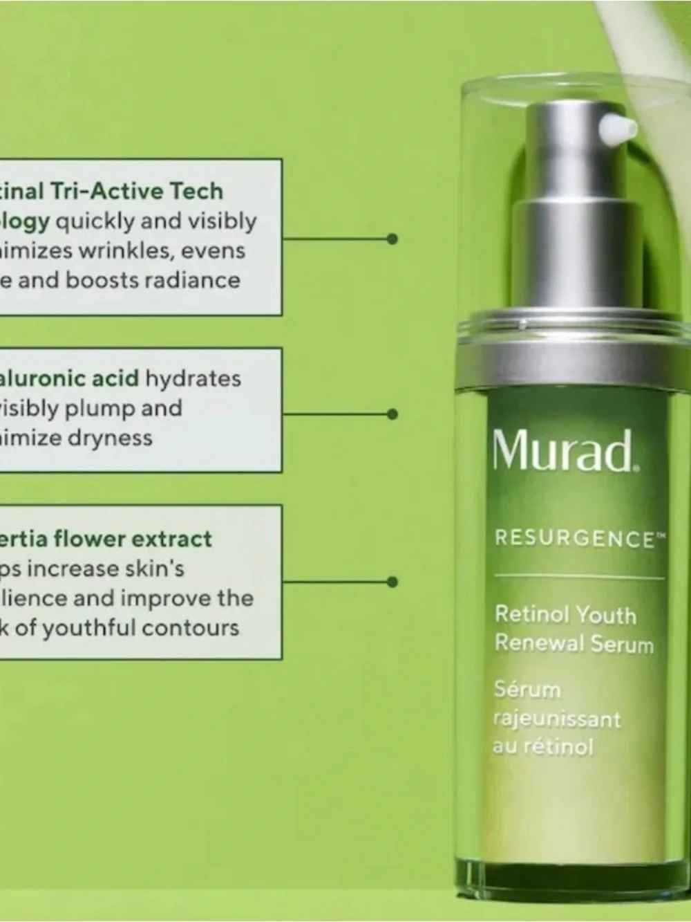 MURAD Resurgence Retinol Youth Renewal Anti Aging Face & Neck Serum NIB NEW